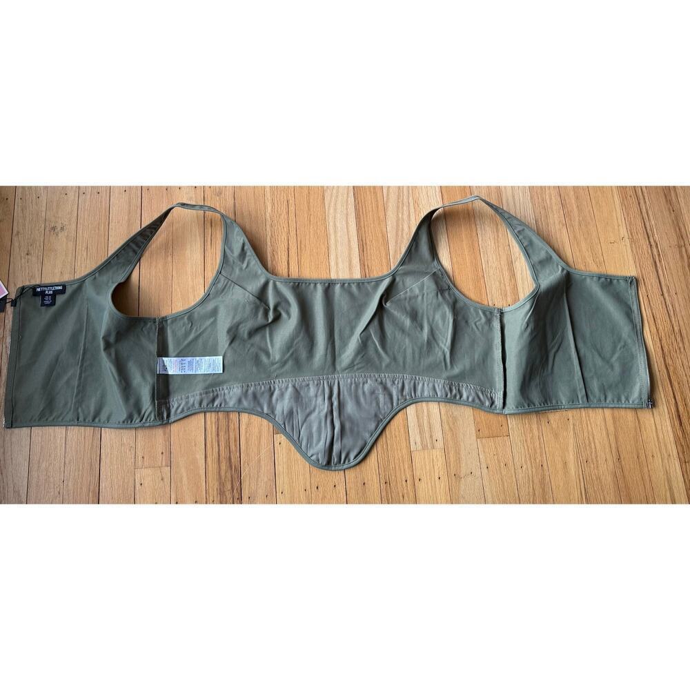 PLT Olive Green Structured Dip Hem Cargo Crop Corset Bustier Sz 14 Y2K Utility - Picture 12 of 14